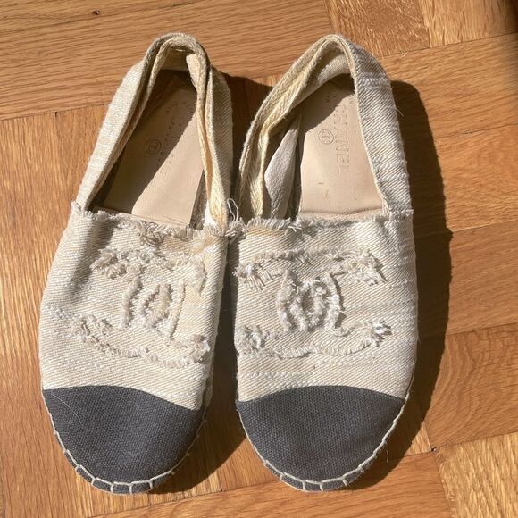 Chanel Espadrilles sz 38 black and cream - Picture 1 of 4